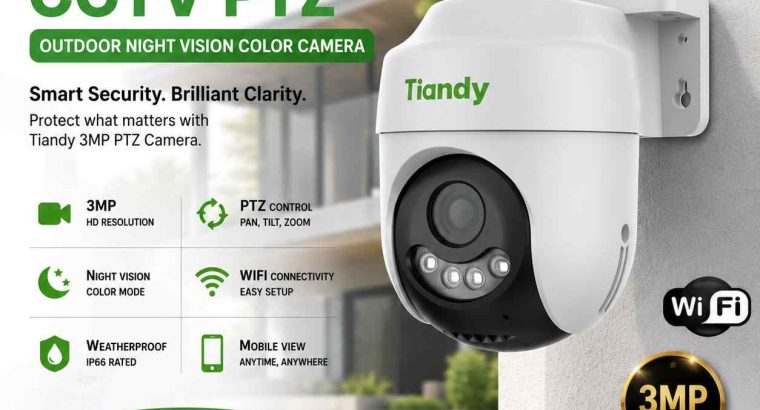 Tiandy 3MP WiFi CCTV PTZ Outdoor Night Vision Color Camera – EVR.LK in Eravur!
